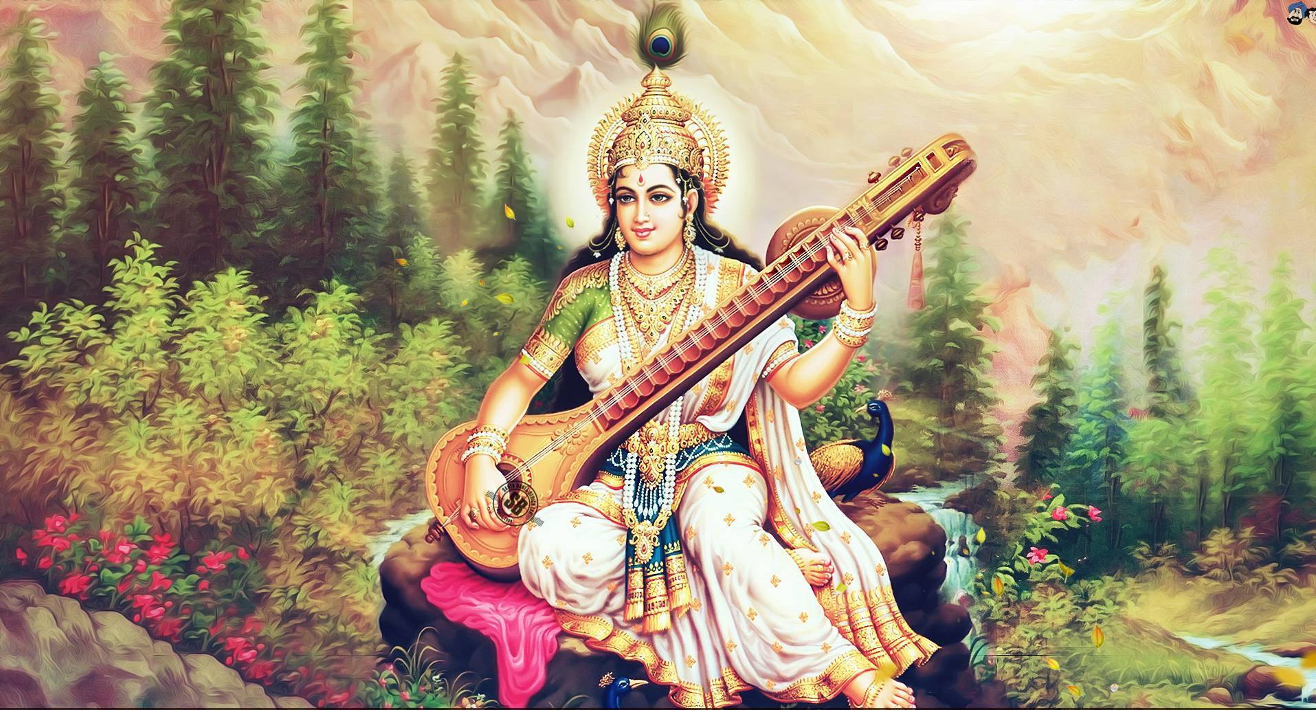 Прекрасная богиня мудрости, знаний, искусства и красоты – Сарасвати