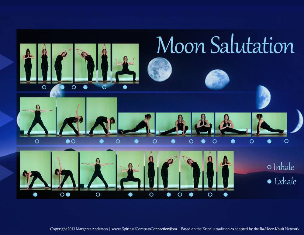 Чандра намаскар — приветствие луне. комплекс в картинках