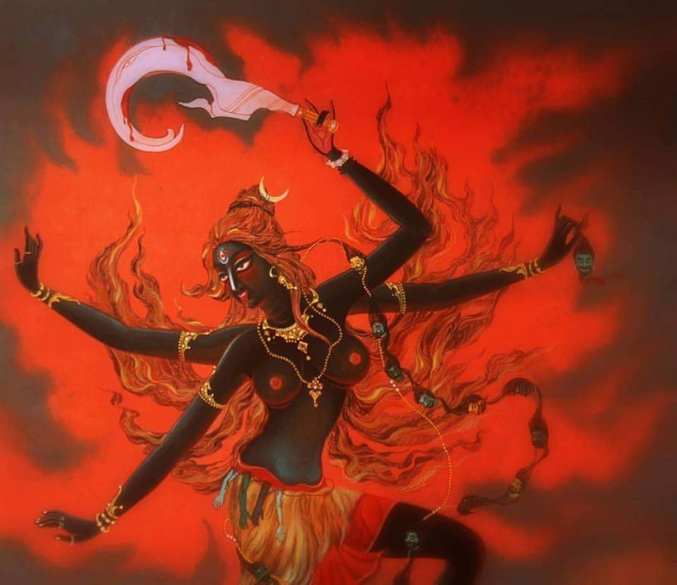 Индийская многорукая богиня кали - кровавая и могущественная